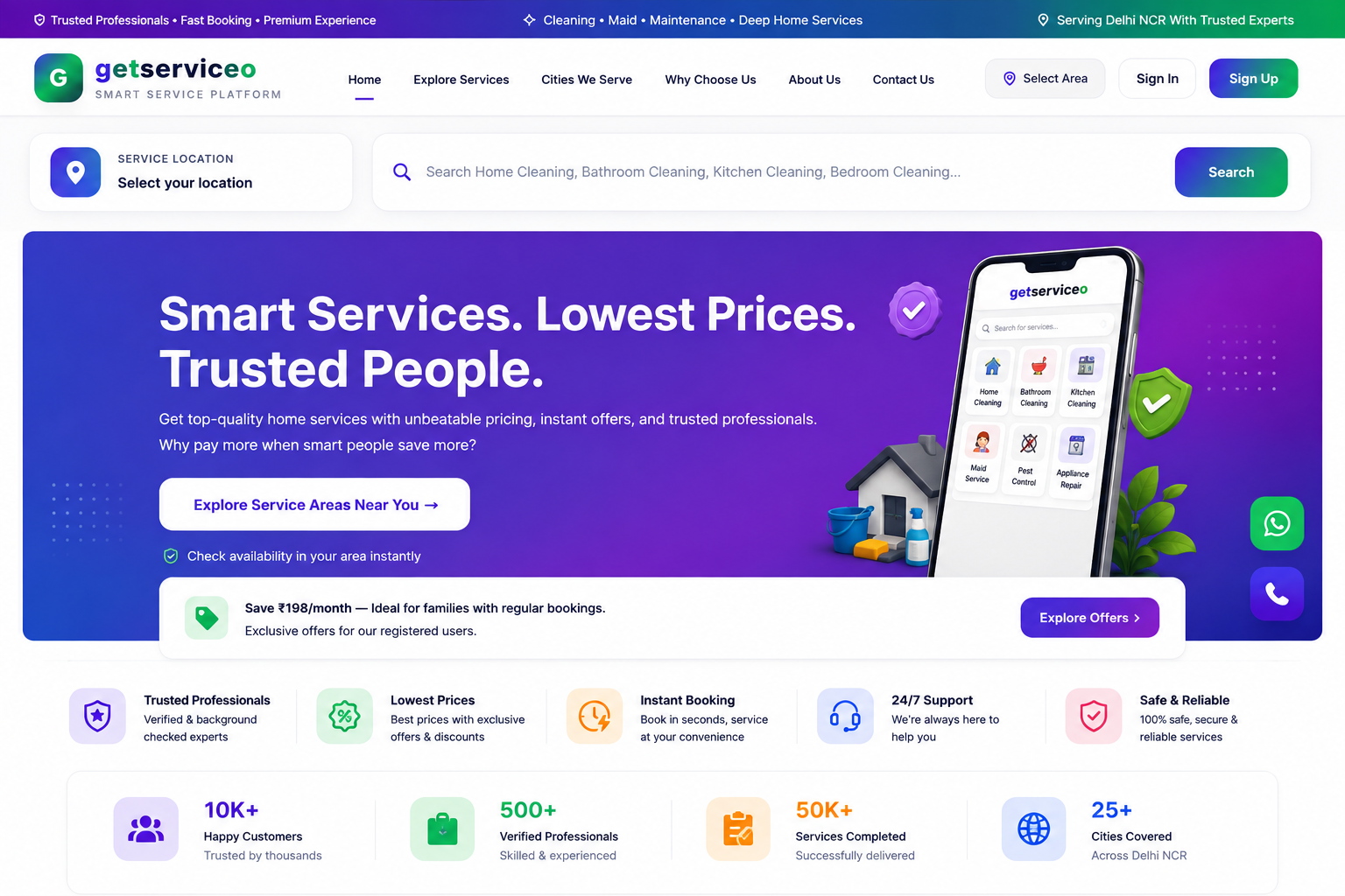 GetServiceO marketplace website
